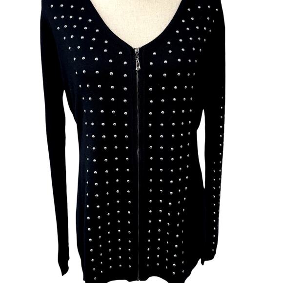 "VILA MILANO" Riveted Zip Sweater,Goth,Studded,Robotic,Dark Romantic,Office Wear - Picture 1 of 7